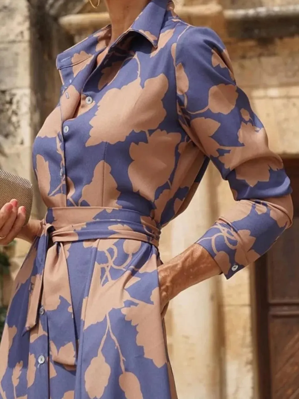 Robe chemise midi fleurie