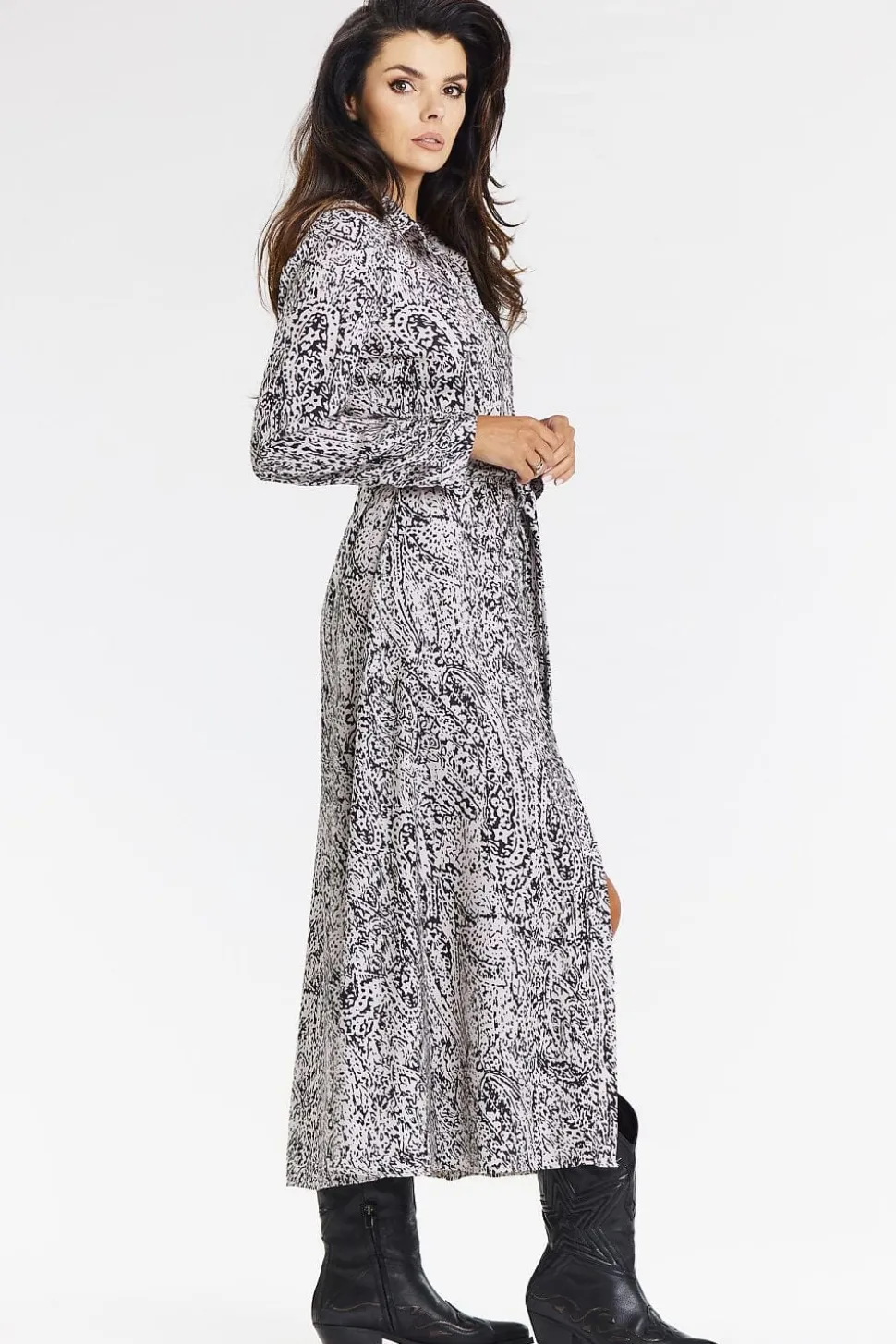 Robe chemise midi manche longue casual