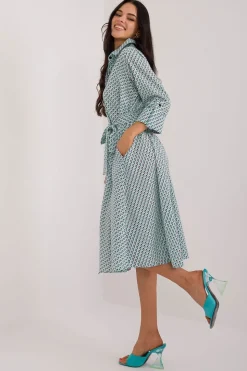 Robe chemise midi manches longues