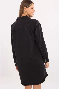 Robe chemise noire courte en jean