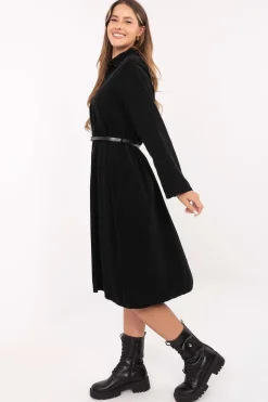 Robe chemise noire manches longues