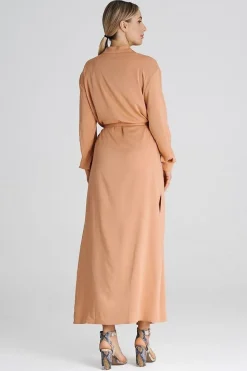 Robe chemise orange pâle décontractée