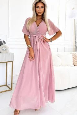 Robe chic rose longue fluide