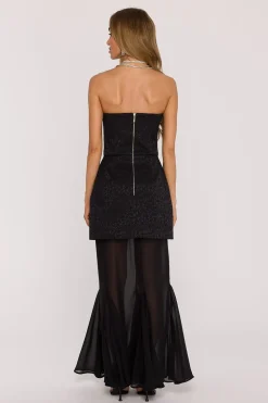 Robe corset noire à jupe transparente