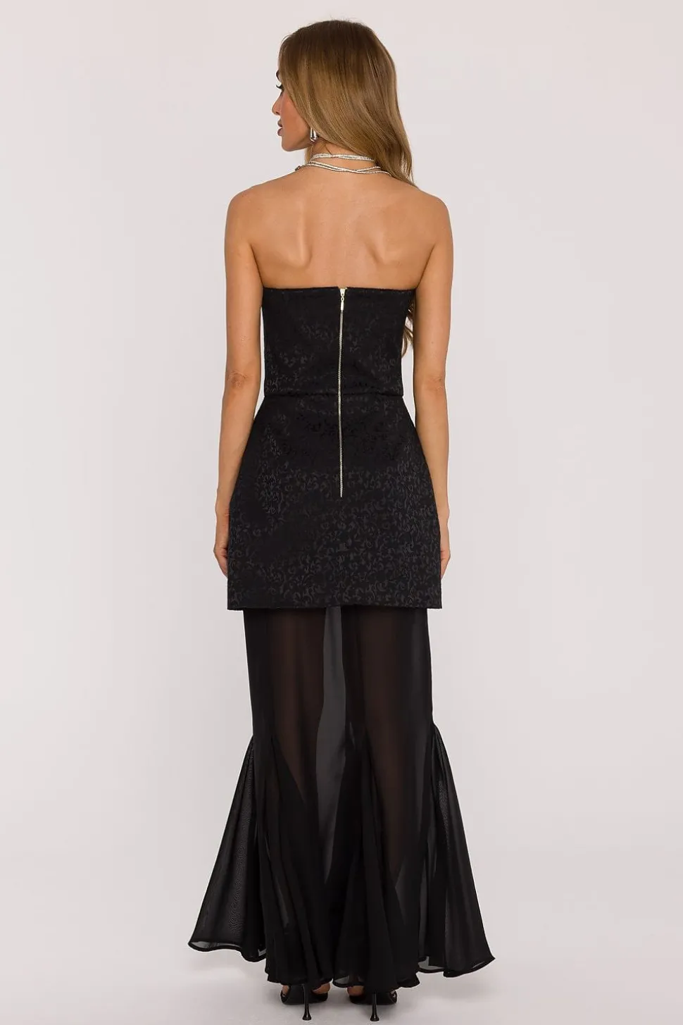 Robe corset noire à jupe transparente
