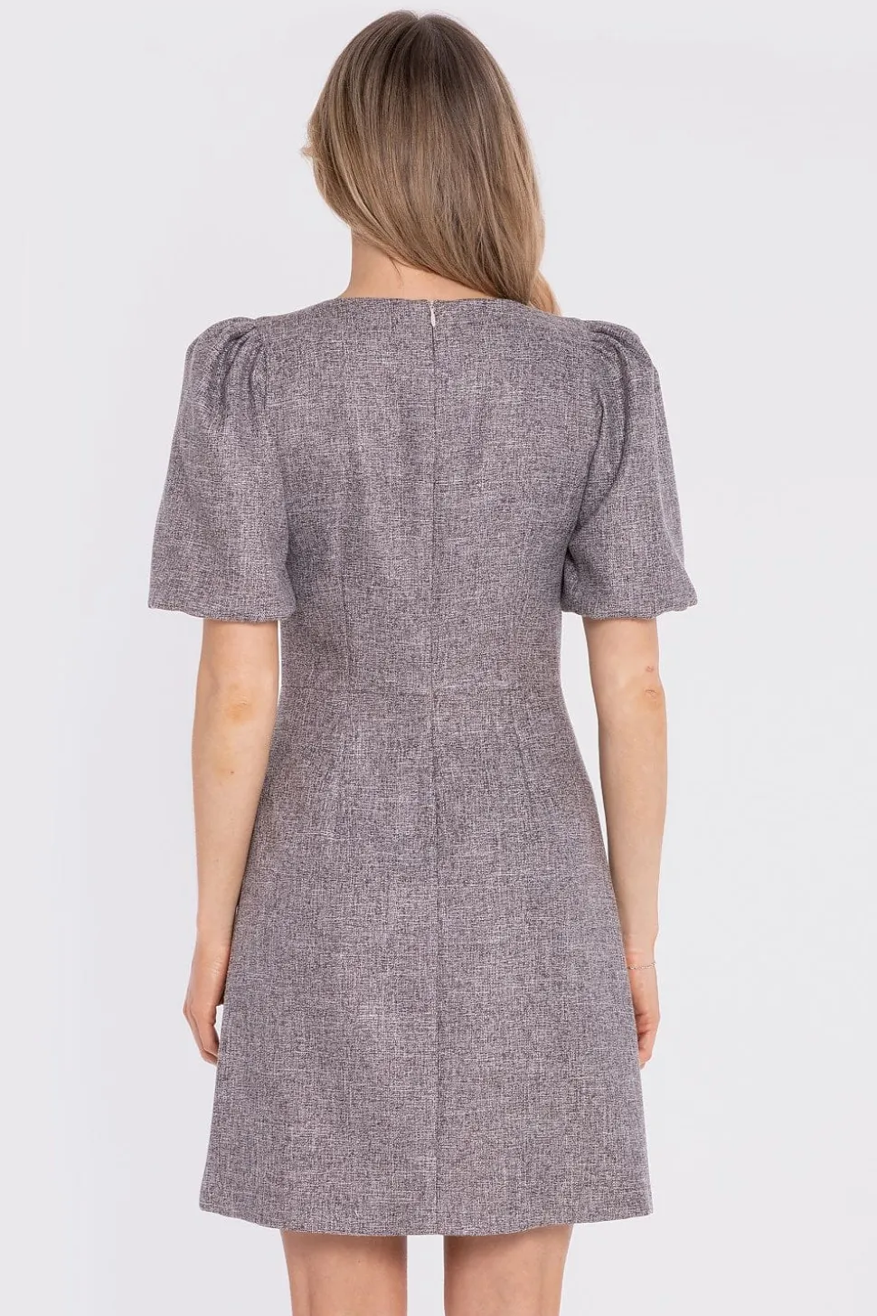 Robe courte grise casual manches courtes