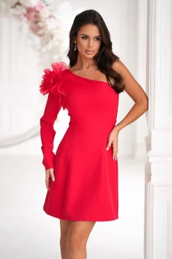 Robe courte rouge une manche