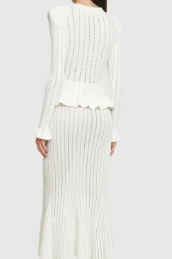 Robe crochet blanche casual manches longues