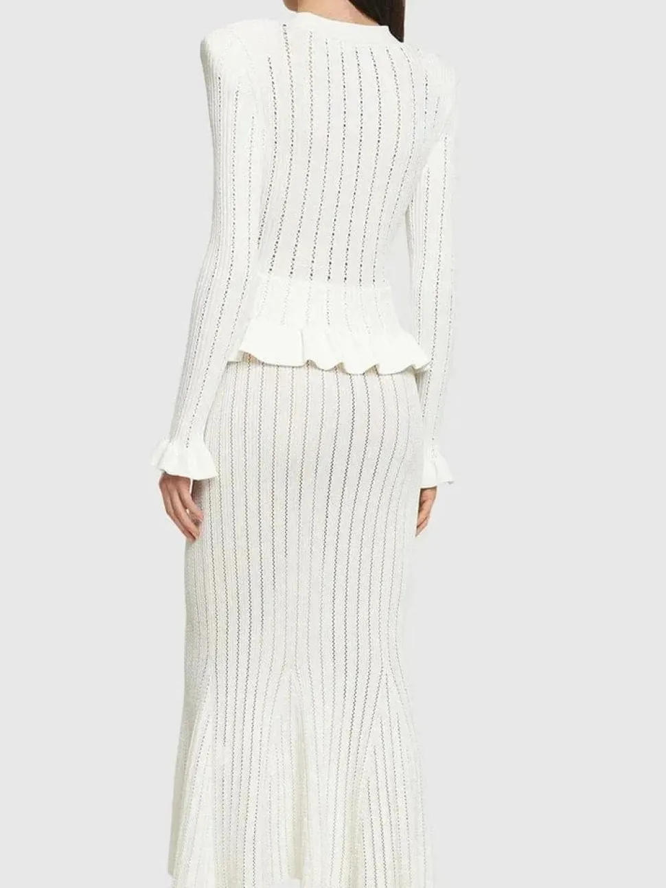 Robe crochet blanche casual manches longues