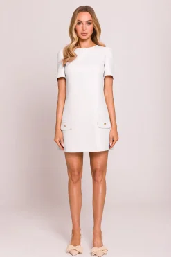 Robe de cocktail blanche habillée courte chic