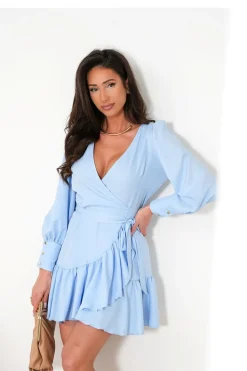 Robe de cocktail courte avec manches longues bouffantes