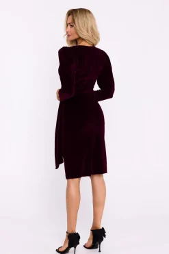 Robe de cocktail en velours manches longues