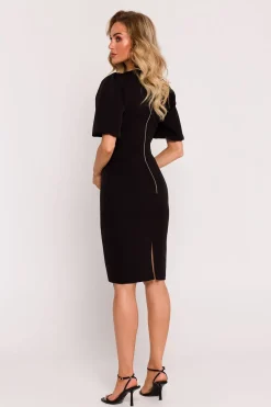 Robe de cocktail fourreau manches courtes