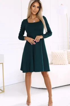 Robe de cocktail manche longue trapèze