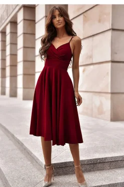 Robe de cocktail midi chic évasée
