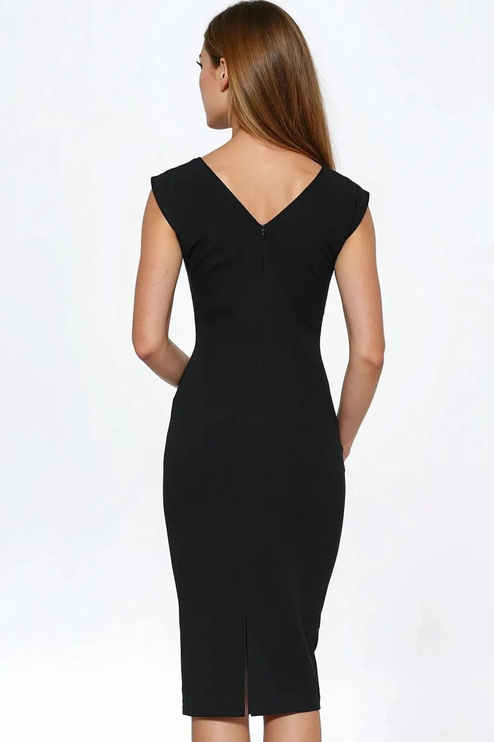 Robe de cocktail moulante noire midi