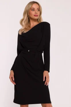 Robe de cocktail noire manches longues