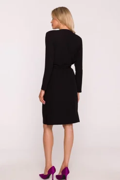 Robe de cocktail noire manches longues