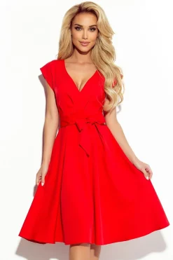 Robe de cocktail rouge courte évasée