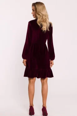 Robe de cocktail veloutée à manches longues