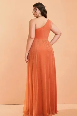 Robe de demoiselle d'honneur grande taille une épaule fendue