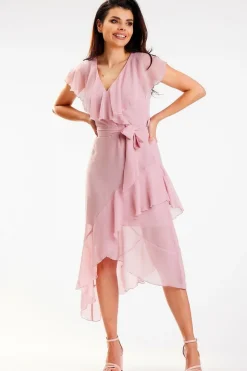 Robe de demoiselle d'honneur rose fluide