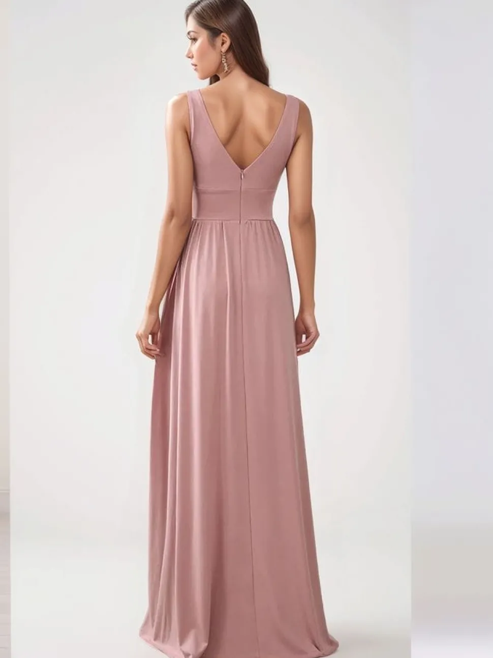 Robe de demoiselle d'honneur rose sans manches