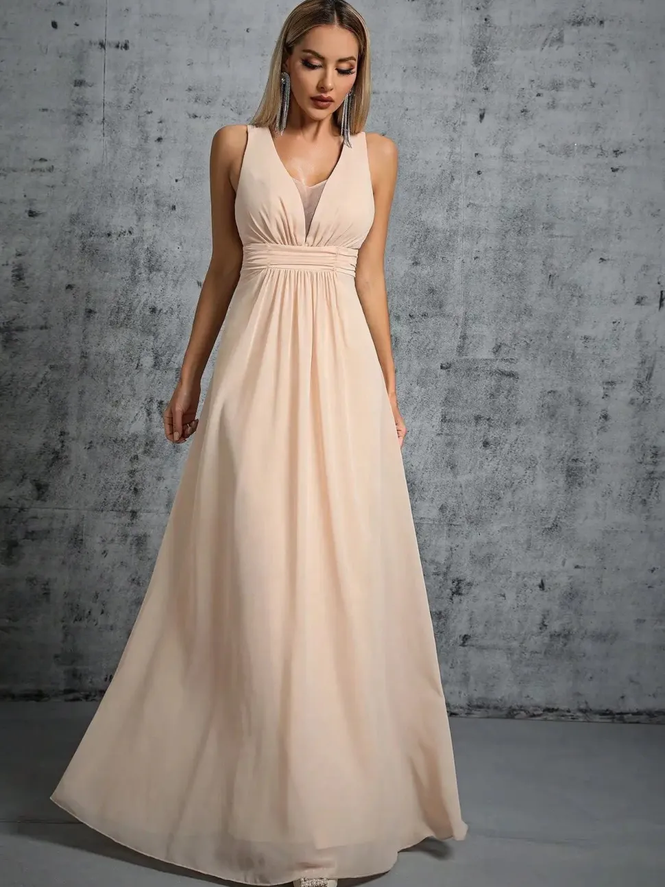 Robe demoiselle d'honneur beige crème