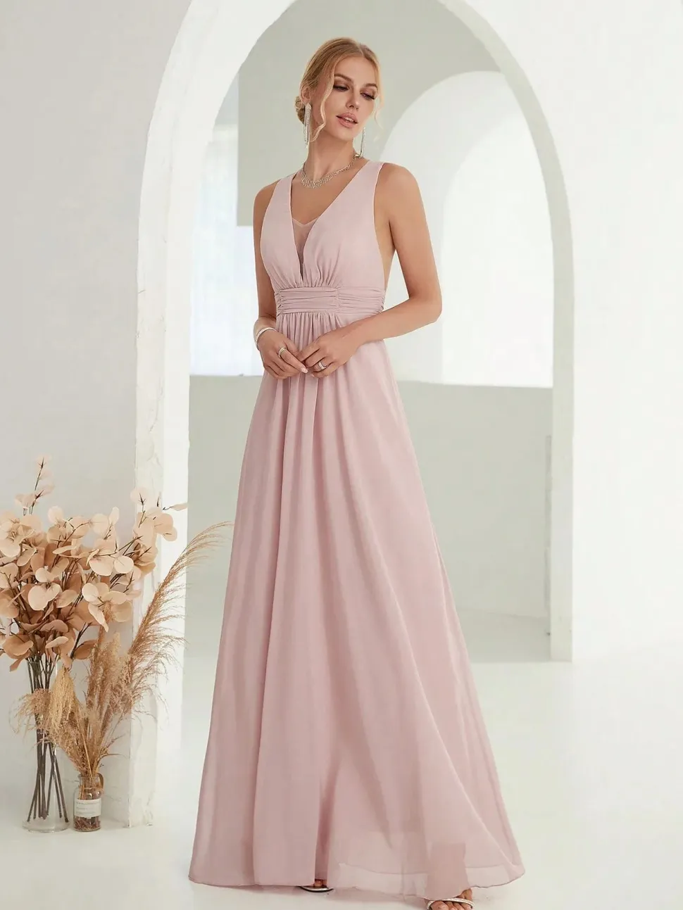 Robe demoiselle d'honneur beige crème