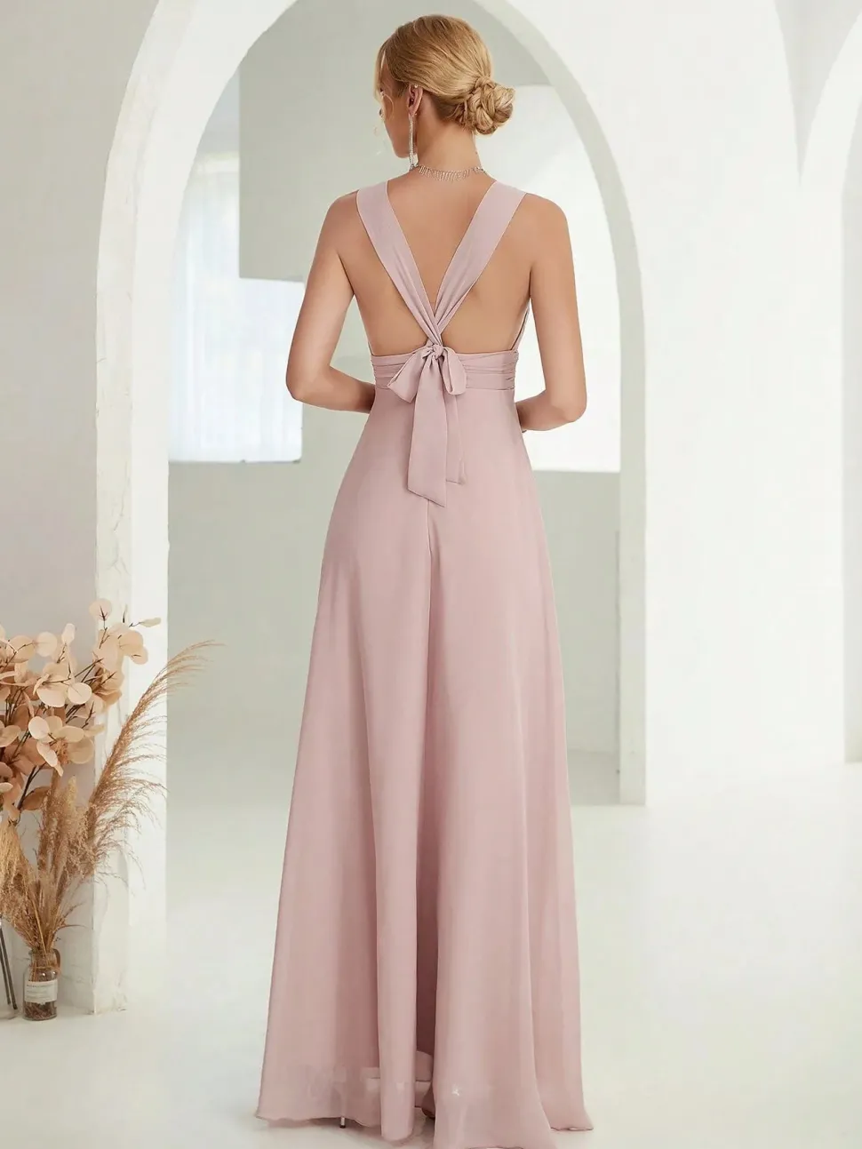 Robe demoiselle d'honneur beige crème