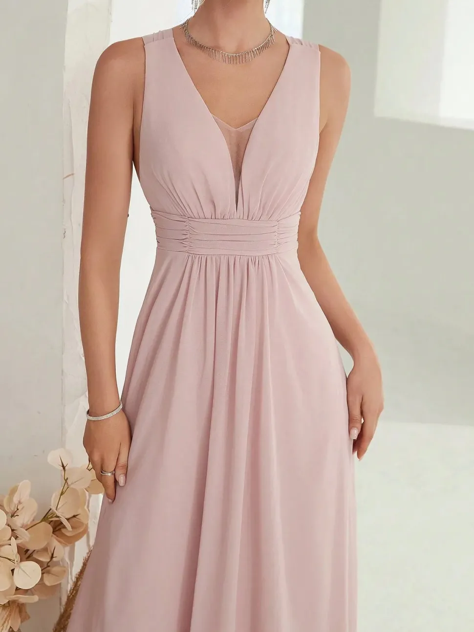 Robe demoiselle d'honneur beige crème