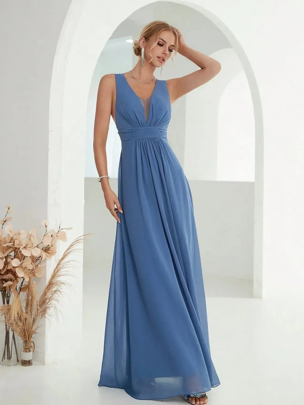 Robe demoiselle d'honneur beige crème