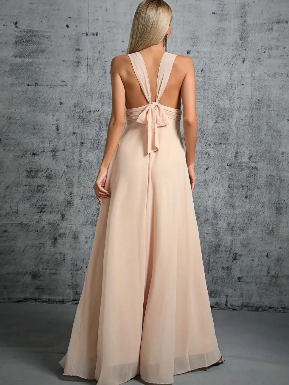 Robe demoiselle d'honneur beige crème