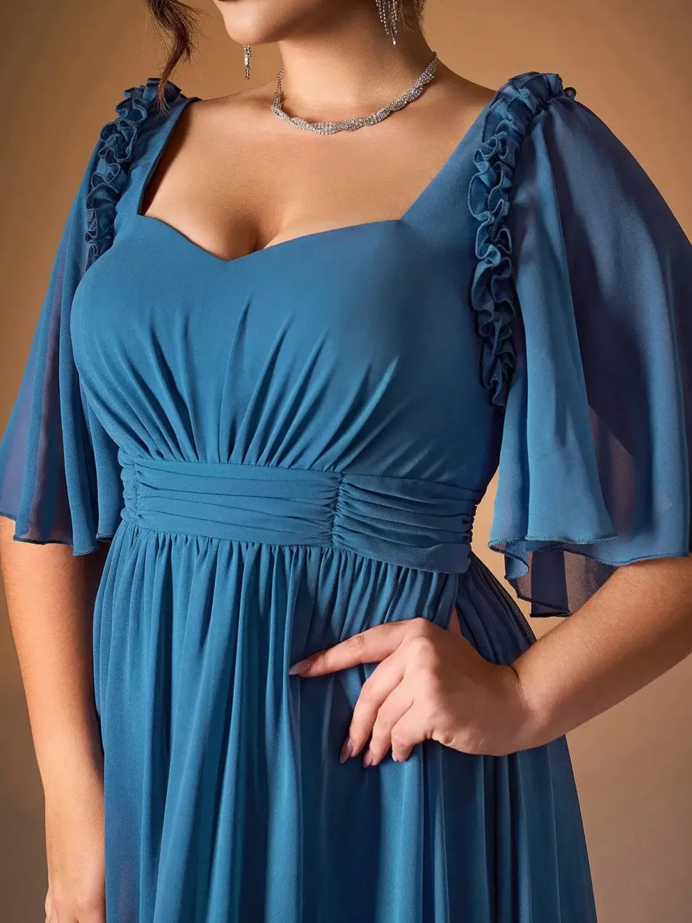 Robe demoiselle d'honneur bleue grande taille