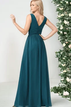Robe demoiselle d'honneur bleue sarcelle longue