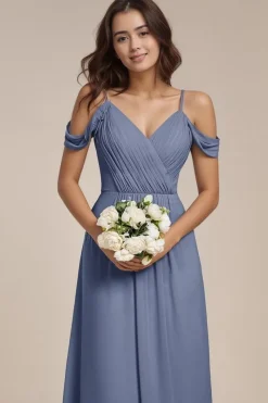 Robe demoiselle d'honneur bleue dos nu