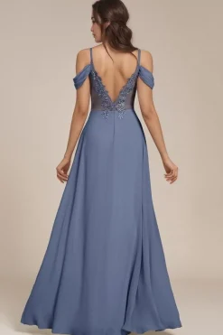 Robe demoiselle d'honneur bleue dos nu