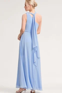 Robe demoiselle d'honneur bleue à une épaule
