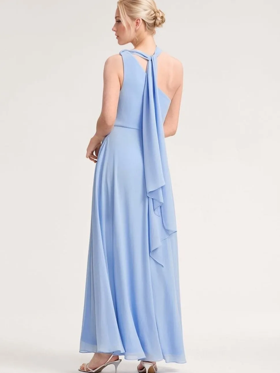 Robe demoiselle d'honneur bleue à une épaule