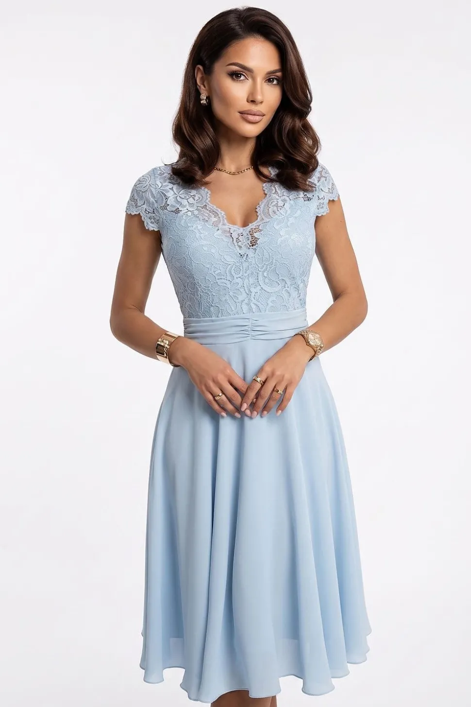 Robe demoiselle d'honneur bleue courte