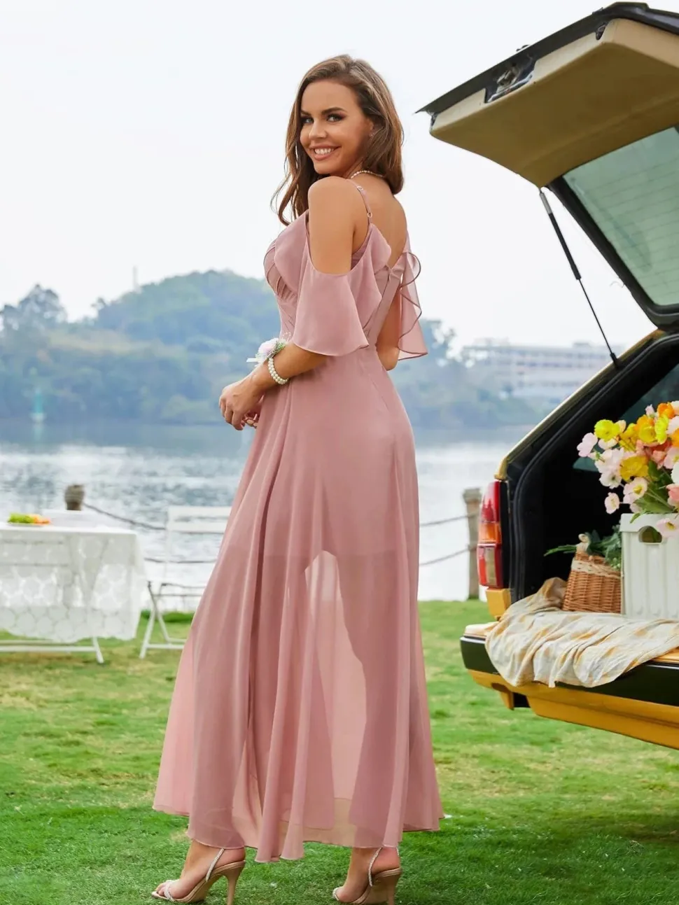 Robe demoiselle d'honneur bohème transparente