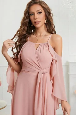 Robe demoiselle d'honneur bohème rose poudré