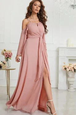 Robe demoiselle d'honneur bohème rose poudré
