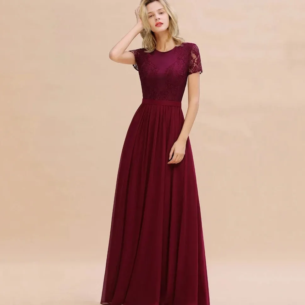 Robe demoiselle d'honneur chic manches courtes