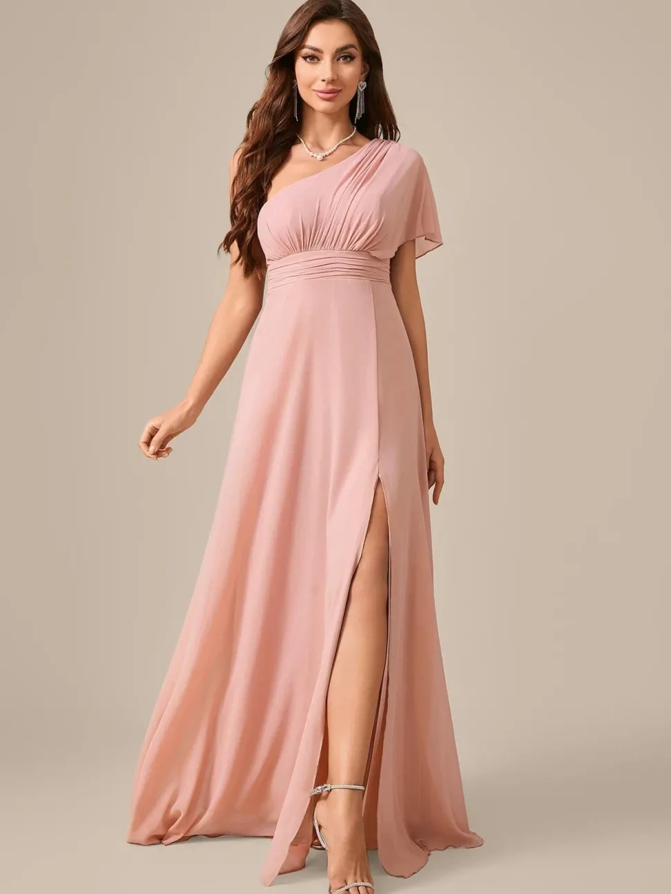Robe demoiselle d'honneur chic rose poudré