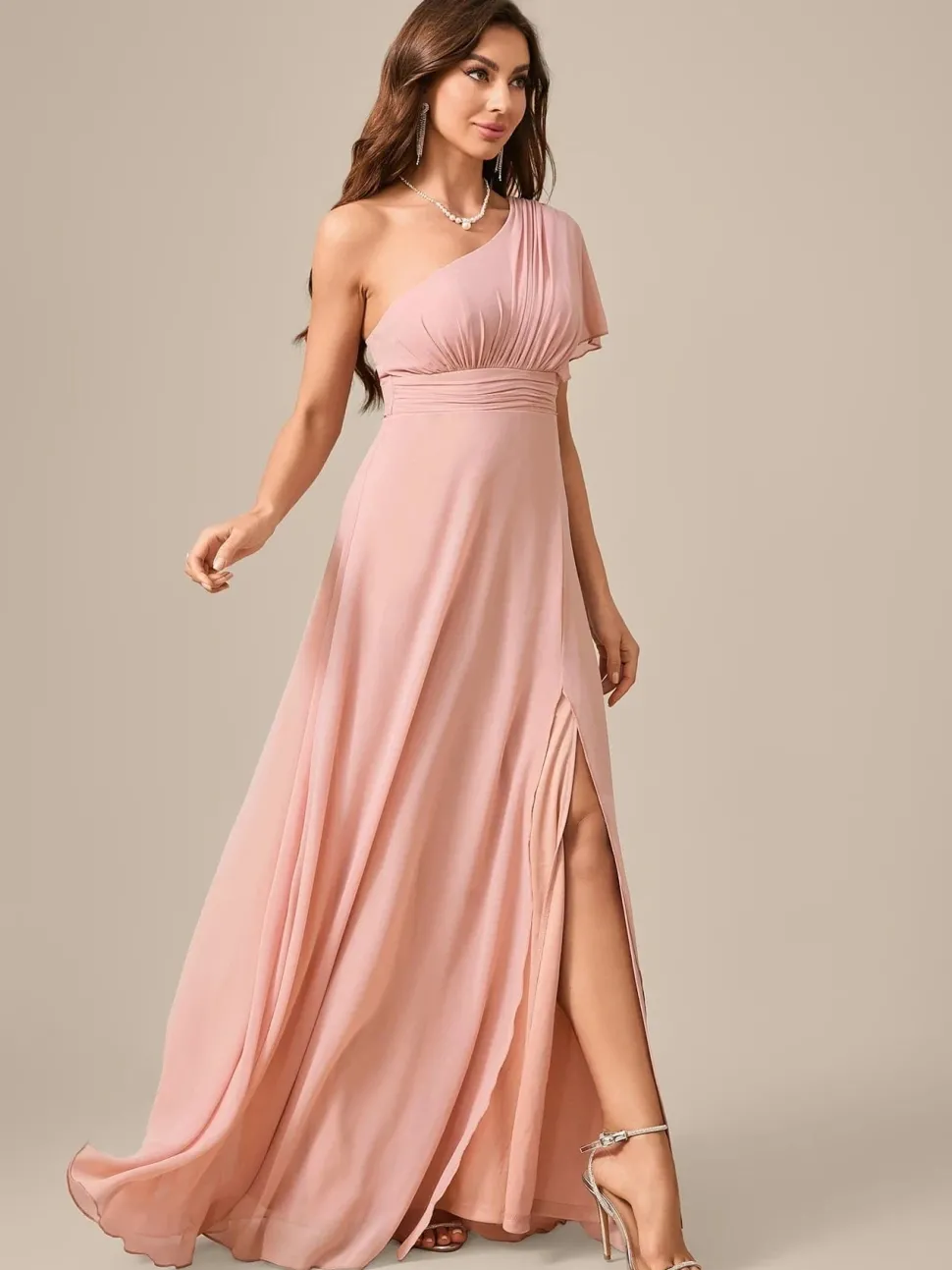 Robe demoiselle d'honneur chic rose poudré