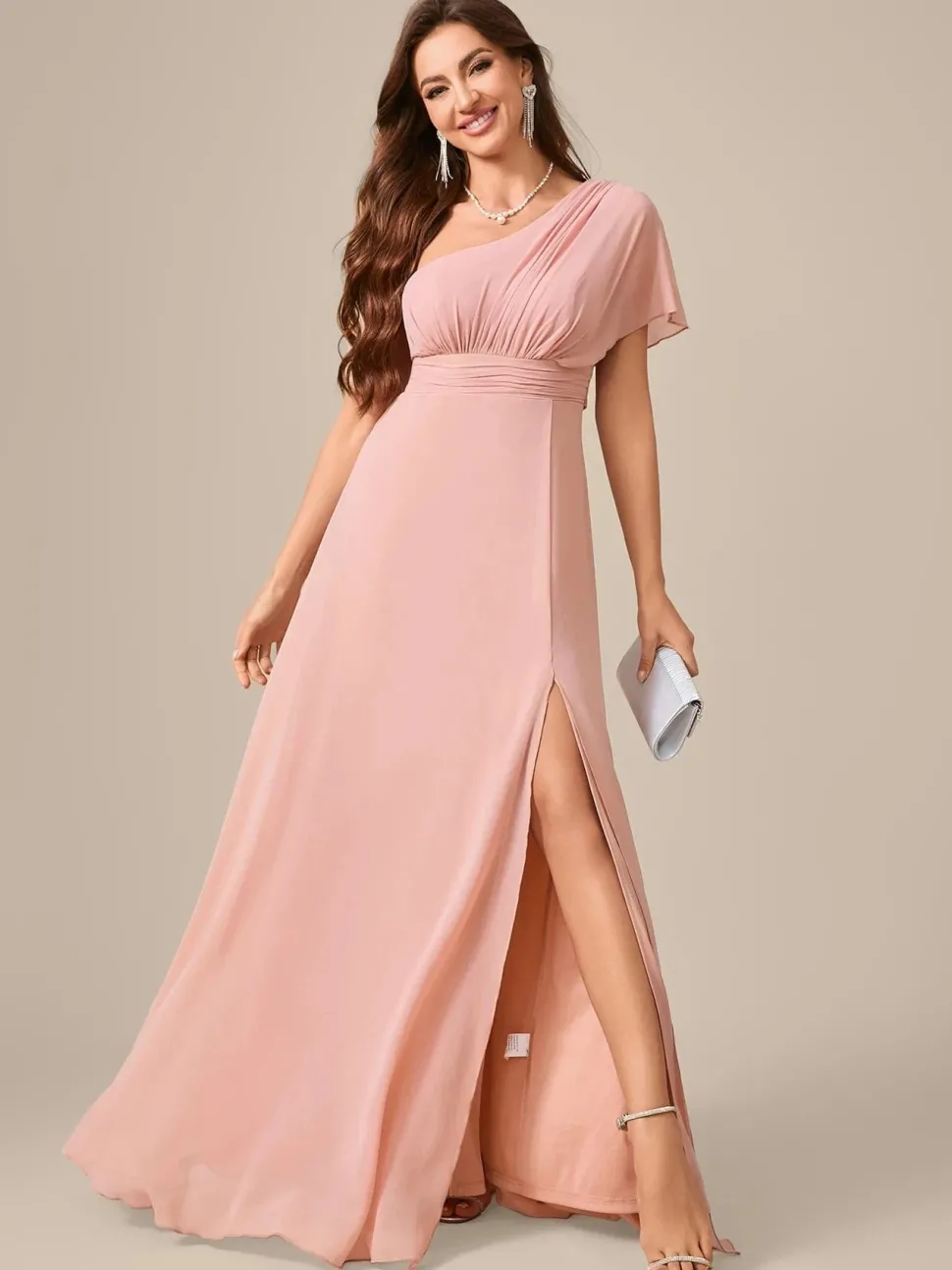 Robe demoiselle d'honneur chic rose poudré