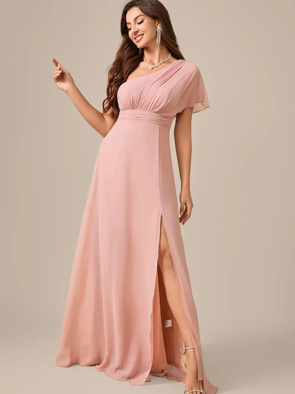 Robe demoiselle d'honneur chic rose poudré