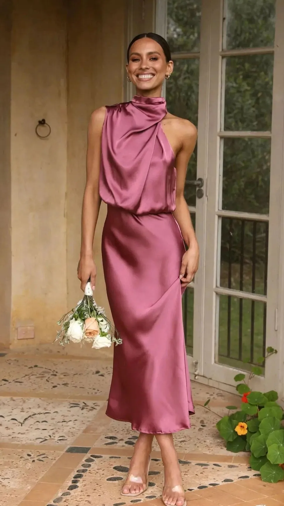 Robe demoiselle d'honneur chic midi