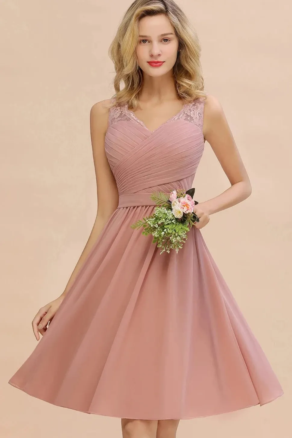 Robe demoiselle d'honneur chic rose poudré